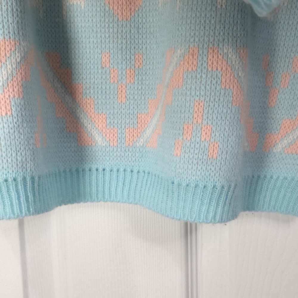 Boston Bay Traders Pastel Fair Isle Wool Sweater Blue Pink M/L Rare Vintage - Picture 7 of 10